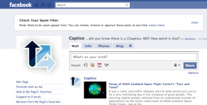Facebook New Spam Filter Notification on Captico Page