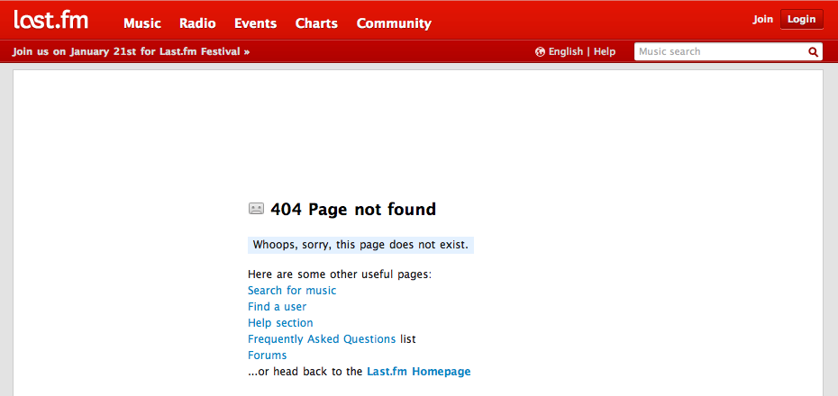 last.fm Error page