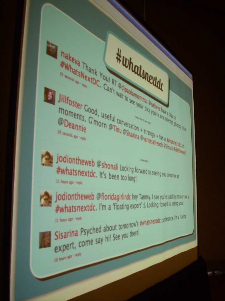 Live Twitter Feed Screen from Whats Next DC Conference 2011