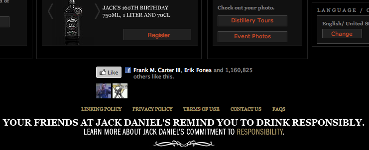 Jack Daniels Website with Facebook Integration